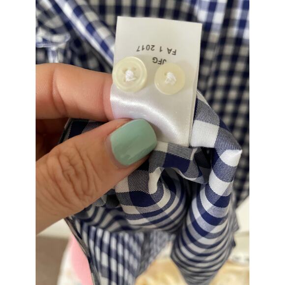 UNTUCKit Gingham Plaid Long Sleeve Button Down Shirt Navy Blue White Size 16 NEW - Picture 10 of 11